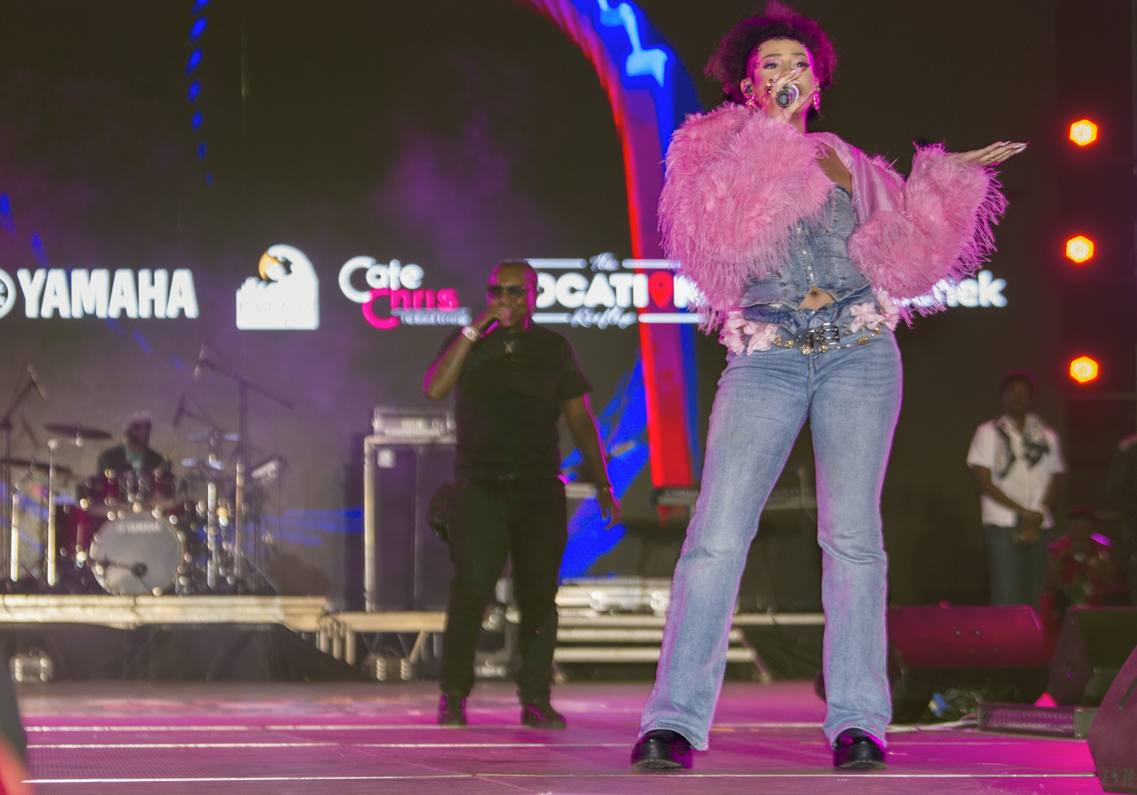 Female artist on stage